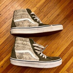 Women’s Vans Green Floral High Tops - size 9